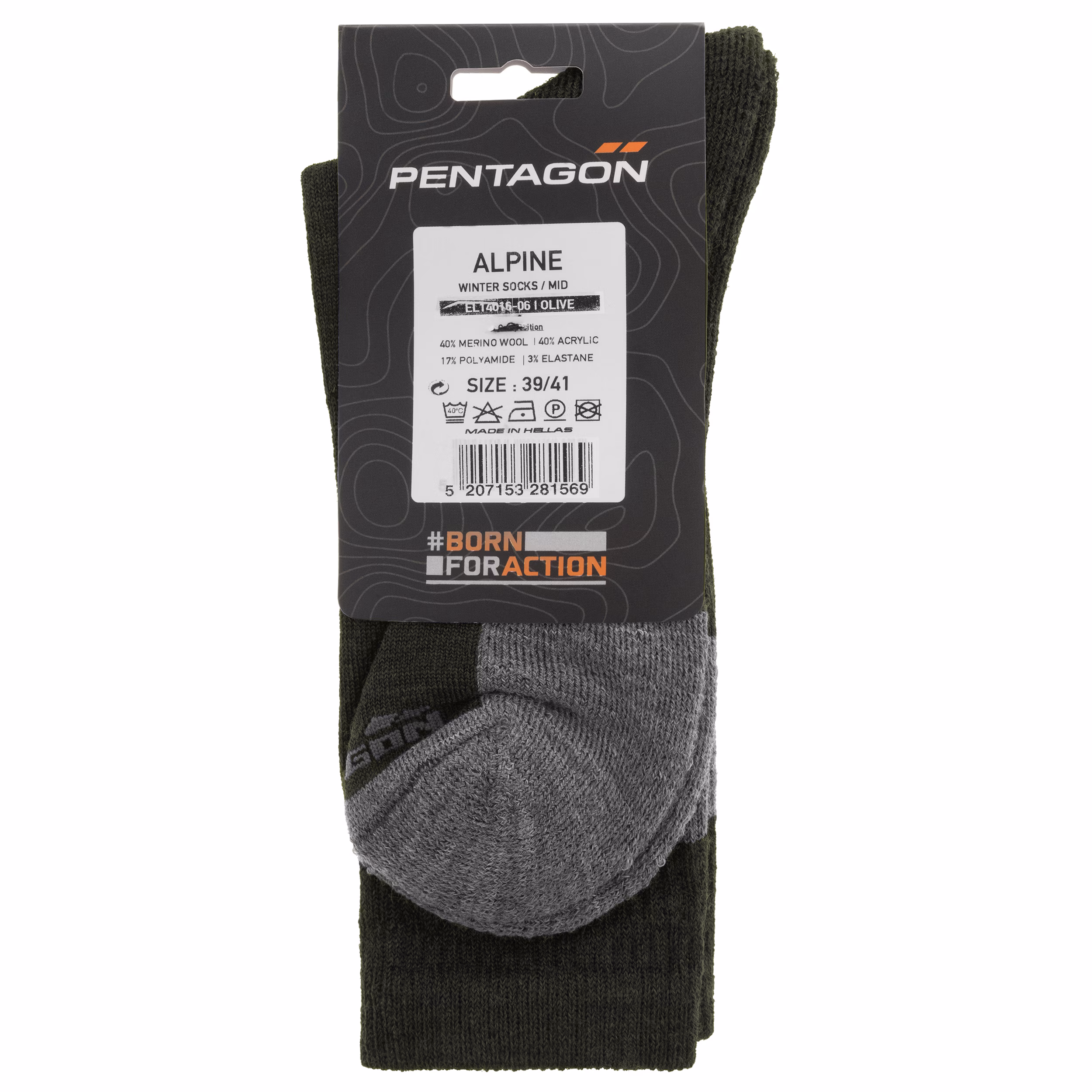Носки антибактериальные Pentagon Alpine Merino Medium. Олива