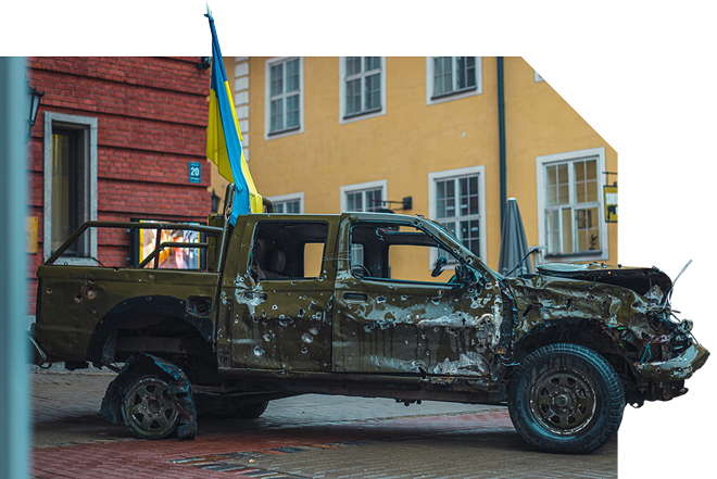 Авто після обстрілу